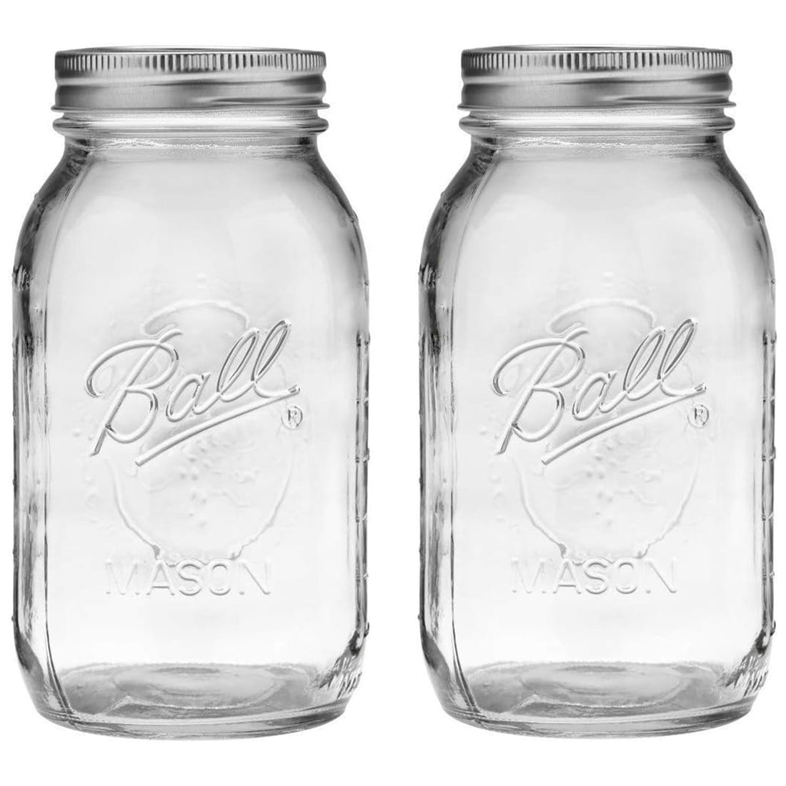 Set 2 Borcane Sticla Elindor®, Capace Metalice Etanse, 950 ml, Transparent