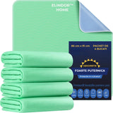 Set 4 Covorase Absorbante Elindor® Igienice, Asternut pentru Animale, Caini, Pisici, Copii, Varstnici, Ultra-Absorbant, pentru Talie Medie si Mare, Prevenirea Scurgerilor De Lichid, 4 Substraturi, Marimea XL, 86 x 91 cm, Verde
