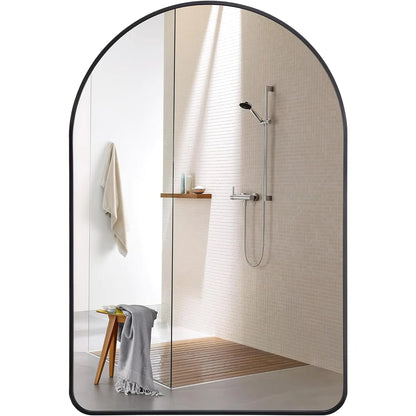 Oglinda de Perete Elindor® Arcuita 55x75 cm, Reflexie HD, Rama Neagra