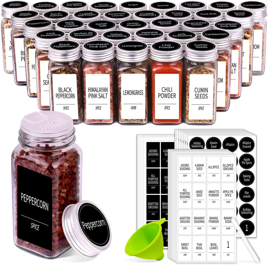 Set 25 Borcane Condimente Elindor® cu Capace Metalice, Etichete și Pâlnie - 110g