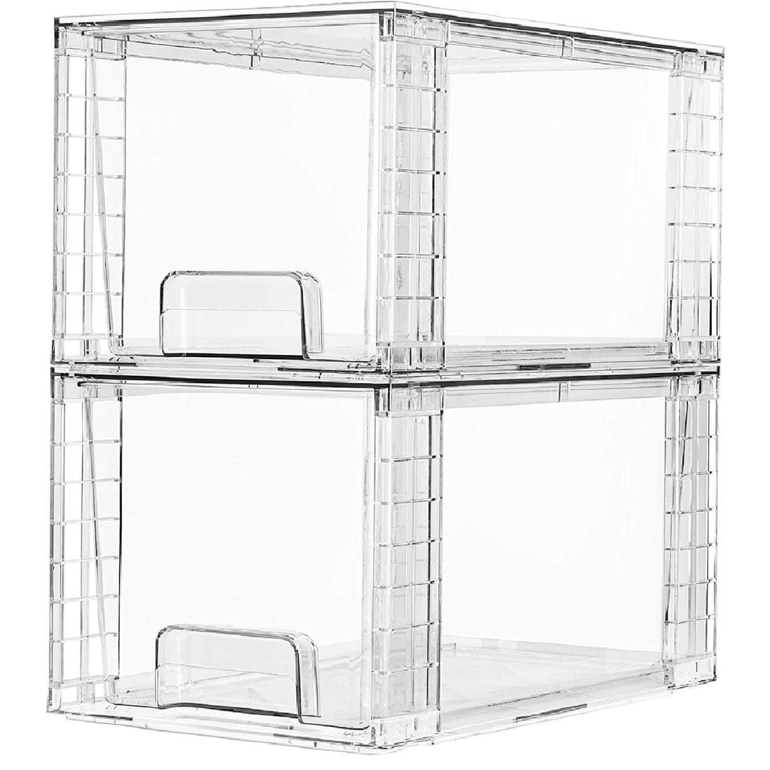 Set 2 Organizatoare Acrilice Elindor® cu Sertar, Depozitare in Dulap, Frigider, Camara, Baie, Transparent