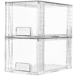 Set 2 Organizatoare Acrilice Elindor® cu Sertar, Depozitare in Dulap, Frigider, Camara, Baie, Transparent
