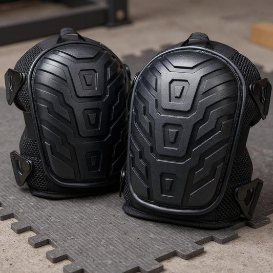 Set 2 Genunchiere Profesionale Elindor®, Confortabile, Captuseala cu Spuma si Gel, Capac Antiderapant TPU, Curele Reglabile cu Velcro, Protectie Munca, Gradinarit si Montaj, Negru