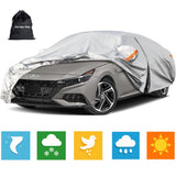 Prelata Auto Gri 6 Straturi Elindor®, Husa Protectie Completa, Antigrindina, Ploaie, Anti Soare, Impermeabila, Toate Anotimpurile, Bumbac, Compatibila pentru Sedan, Accesorii Masina Exterior, 483x178x120 cm