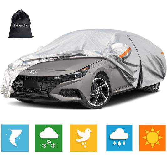 Prelata Auto Gri 6 Straturi Elindor®, Toate Anotimpurile, Husa Protectie Completa, Antigrindina, Ploaie, Anti Soare, Impermeabila, Bumbac, Compatibila pentru Sedan, Accesorii Masina Exterior, 458x178x120 cm