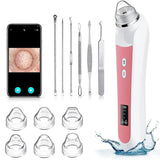 Aspirator Profesional Puncte Negre Elindor® Camera HD 5 MPX, 6 Capete Inter-Schimbabile, 3 Nivele de Putere, Roz