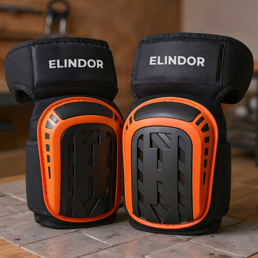 Genunchiere Profesionale Elindor® cu Gel si Spuma, Capac Antiderapant, Curele Velcro Ajustabile, Carcasa Rezistenta PVC, Confort Ergonomic, pentru Constructii, Gradinarit si Montaj Pardoseli, Set 2 Bucati, Negru