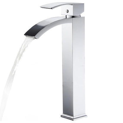 Baterie Chiuveta Vas Elindor®, Robinet Cascada, Design Modern, Alama Solida, Argintiu