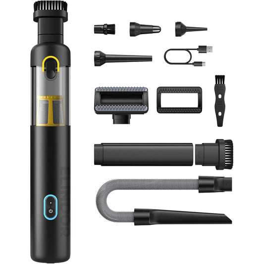 Aspirator Multifunctional Elindor® 4 In 1 Auto cu Suflanta Pompa Vidat si Curatare, Autonomie 40 Minute Accesorii Incluse Incarcare Rapida Type-C, Negru