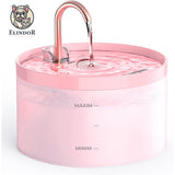 Fantana de Apa pentru Pisici Elindor® 2L cu Robinet Imitat Filtru Carbon Activ si Iluminare LED Ultra Silentioasa Design Compact, Roz