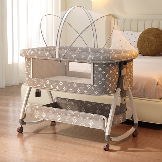 Patut Pliabil pentru Bebelusi Elindor® 3 in 1, Plasa Anti-insecte, Functie de Leagan, 6 Trepte de Inaltime Reglabile, Unghi Inclinat 5°, Plasa Anti-Insecte, Cos Depozitare, Saltea 83x50 cm Inclusa, Ajustabil, Varsta 0-12 Luni, Greutate Suportata 10 kg, Gr