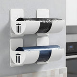 Set 4 Organizatoare Multifunctionale Elindor® cu Adeziv, Suport din Plastic Dulap pe Usa Blat Chiuveta, Inaltime Reglabila, 4x Organizator Suspendat, Organizare pentru Bucatarie, Baie, Camara, Bar, Raft Depozitare Saci de Gunoi, Pungi, 7x6.5x4 cm, Alb