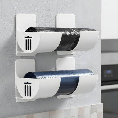 Set 4 Organizatoare Multifunctionale Elindor® cu Adeziv, Suport din Plastic Dulap pe Usa Blat Chiuveta, Inaltime Reglabila, 4x Organizator Suspendat, Organizare pentru Bucatarie, Baie, Camara, Bar, Raft Depozitare Saci de Gunoi, Pungi, 7x6.5x4 cm, Alb