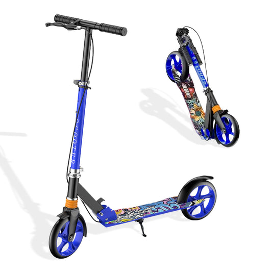 Trotinetă Pliabilă cu Amortizor Elindor®, Frână Spate și Platformă Antiderapantă, Albastră