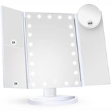 Oglinda Cosmetica Elindor® cu Iluminare LED, Marire 2X, 3X, 10X, Control Tactil, Alimentare Dubla, Alb