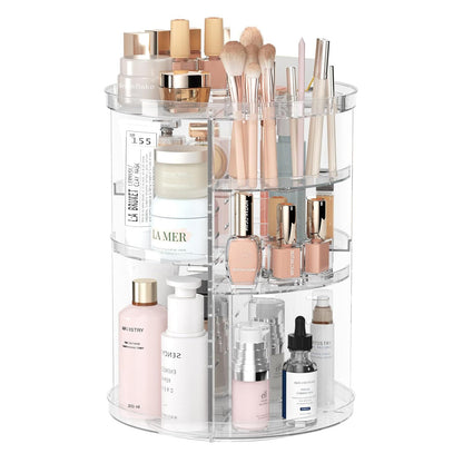 Organizator Machiaj Elindor® Rotativ, 360°, Transparent