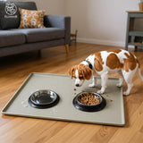 Covoras Hranire Silicon Elindor® pentru Caini si Pisici, Suport Antialunecare si Impermeabil pentru Boluri Hrana si Apa, Margine Inaltata 0.6 cm, Usor de Curatat, Rezistent, 60x40 cm, Potrivit pentru Calatorii si Utilizare Zilnica, Gri