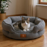 Pat Confortabil pentru Caini si Pisici Elindor®, Culcus Moale Antiderapant, cu Perna Detasabila din Microfibra Lavabila la Masina, Potrivit pentru Caine si Pisica de Talie Mica si Medie, Ideal in Orice Anotimp, in Casa, Marimea S, 51x48x15 cm, Gri