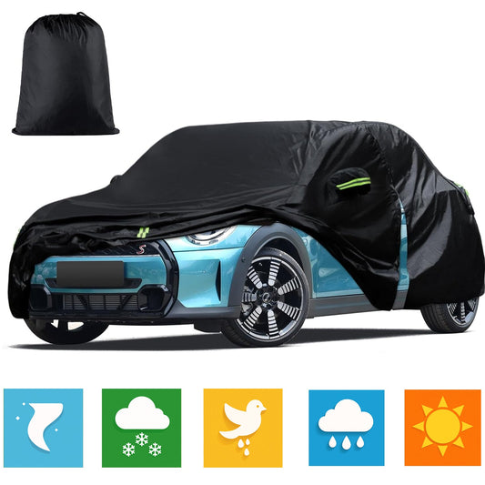 Prelata Auto Neagra 3 Straturi Elindor®, Impermeabila, Toate Anotimpurile, Husa de Protectie Completa, Antigrindina, Ploaie, Anti Soare, Accesorii Masina Exterior, Hatchback M, 382x165x120 cm