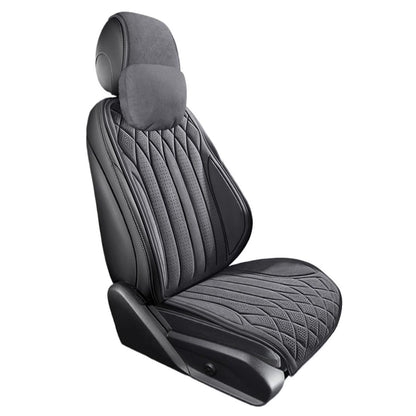 Husă Auto Elindor®, Suede Moale, Universală, Confort Premium, Pernă Tetiere Inclusă, Gri Închis