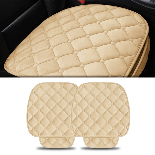 Set 2 Huse Universale Bej de Scaune Auto Elindor®, Anti-Alunecare, Husa Sezut Scaun Sofer din Plus, Bumbac, Matase Elastica, Design Premium pentru Interior Masina, 51x50 cm