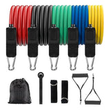 Benzi Elastice pentru Sport Elindor® cu 2 Manere si Ancora pentru Usa, Rezistenta Totala 68 kg, pentru Fitness, Workout, Yoga, Gimnastica de Recuperare, Exercitii Fizice, Aerobic, Pilates, TPE, 222 x 2 cm, Multicolor