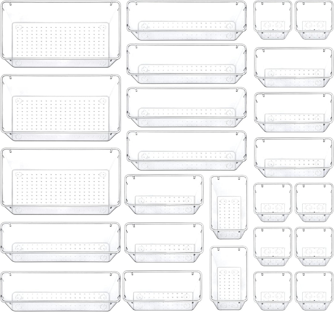 Set 25 Organizatoare Elindor® Transparent pentru Sertare
