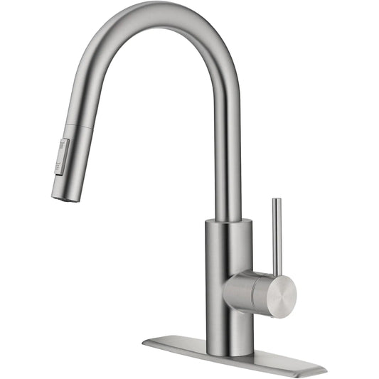 Baterie Bucatarie cu Dus Extractibil Elindor®, Jet Ajustabil, Design Modern, Argintiu