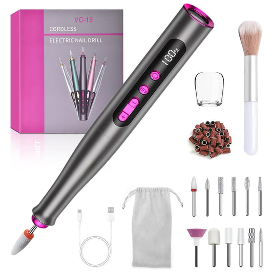 Freza Unghii Reîncărcabilă Elindor® 35.000 RPM, Afisaj LED, 5 Viteze, Negru