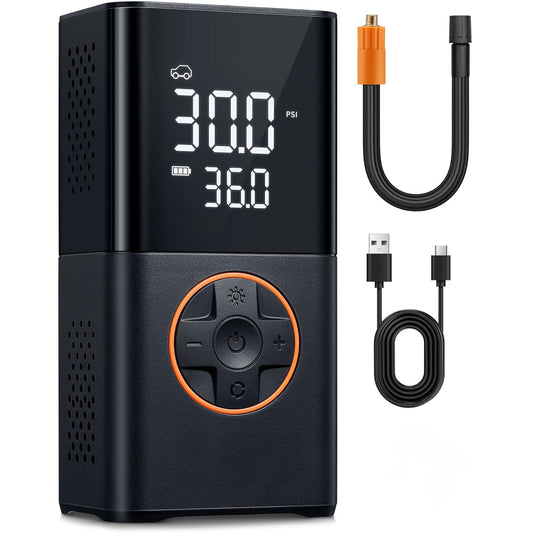 Compresor Auto Digital Elindor®,Portabil, 4000mAh, Negru