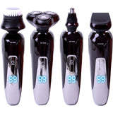Aparat de Ras Electric Elindor® 4 In 1 pentru Barbati, cu Capete Rotative, Trimmer Nas, Perie Curatare Fata, Ecran LED, Autonomie 2h, Negru