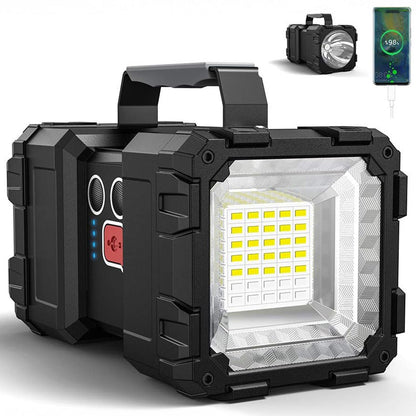 Lanterna Multifunctionala Elindor® Reincarcabila, 10.000mAh, Power Bank, 10.00LM, 7 Moduri, IPX44, 2 Capete, Negru