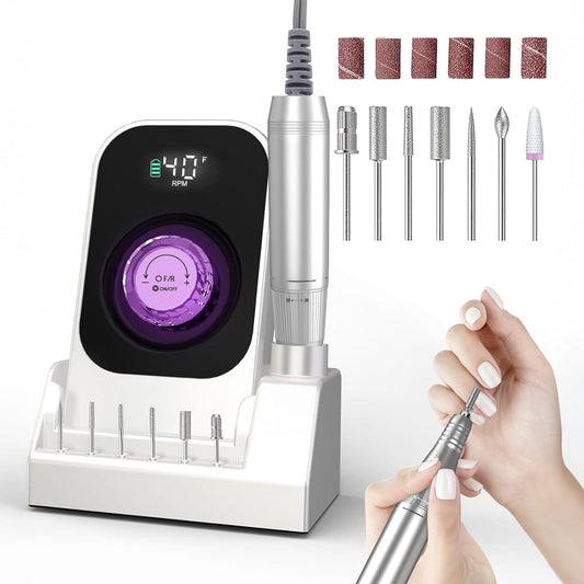 Freză de Unghii Elindor®, Portabilă, 40000RPM, Multifuncțională, Alb