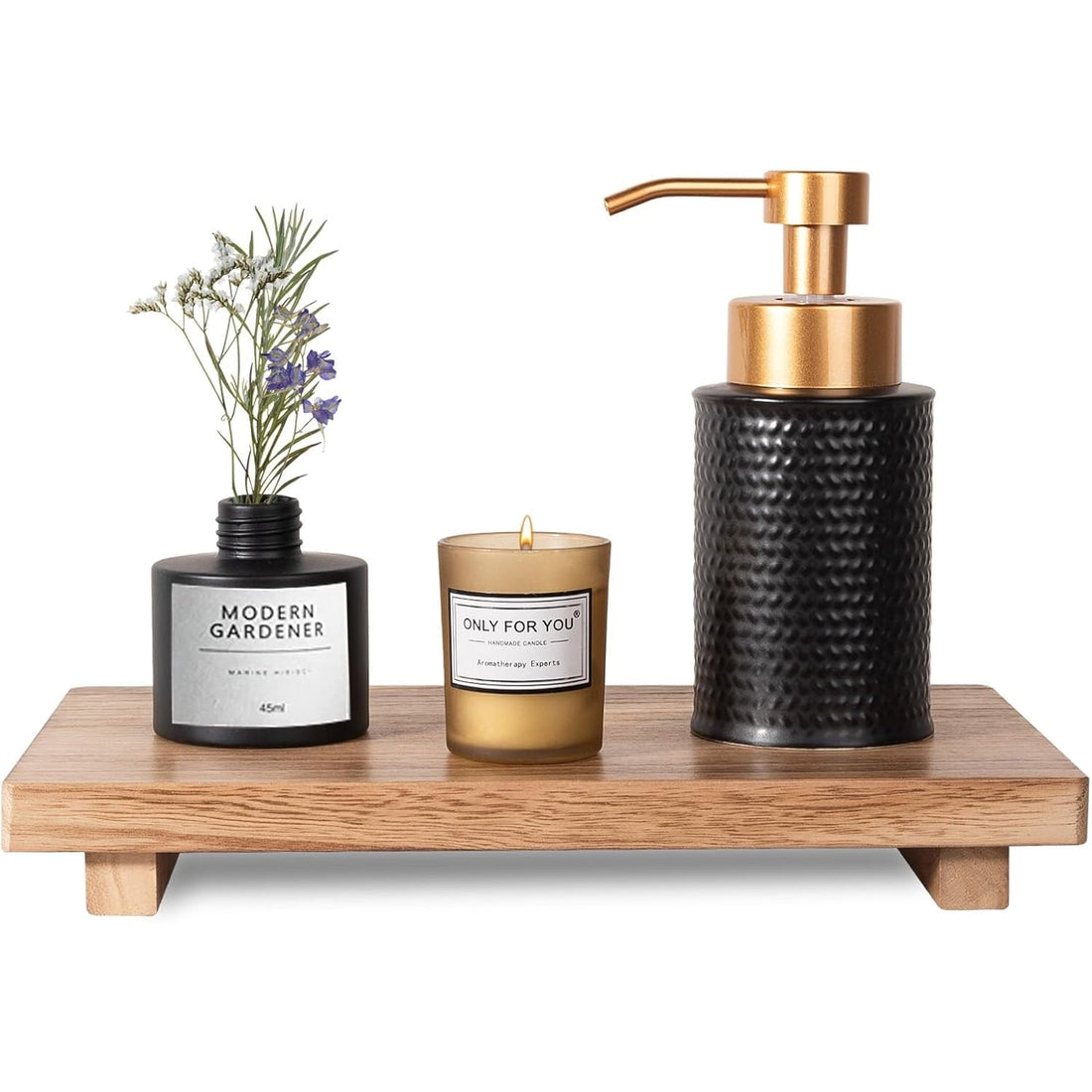 Etajera Decorativa Baie Tip Polita Elindor®, Suport Lemn pentru Sapun, Accesorii si Organizare Blat, Raft Rustic pentru Decoratiuni si Depozitare, Maro