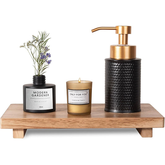 Etajera Decorativa Baie Tip Polita Elindor®, Suport Lemn pentru Sapun, Accesorii si Organizare Blat, Raft Rustic pentru Decoratiuni si Depozitare, Maro