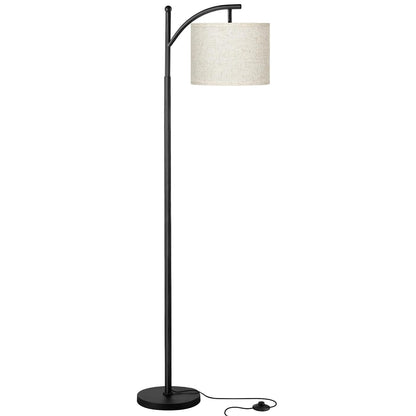Lampa de Podea Elindor® Veioza cu Abajur Tesatura, Lumina Ajustabila 3000K, 4000K, 5000K, Soclu Compatitbil E26, pentru Camera de Zi, Dormitor, Sufragerie, Birou, Hol, Picior 154 x Baza 22 cm, Neagra