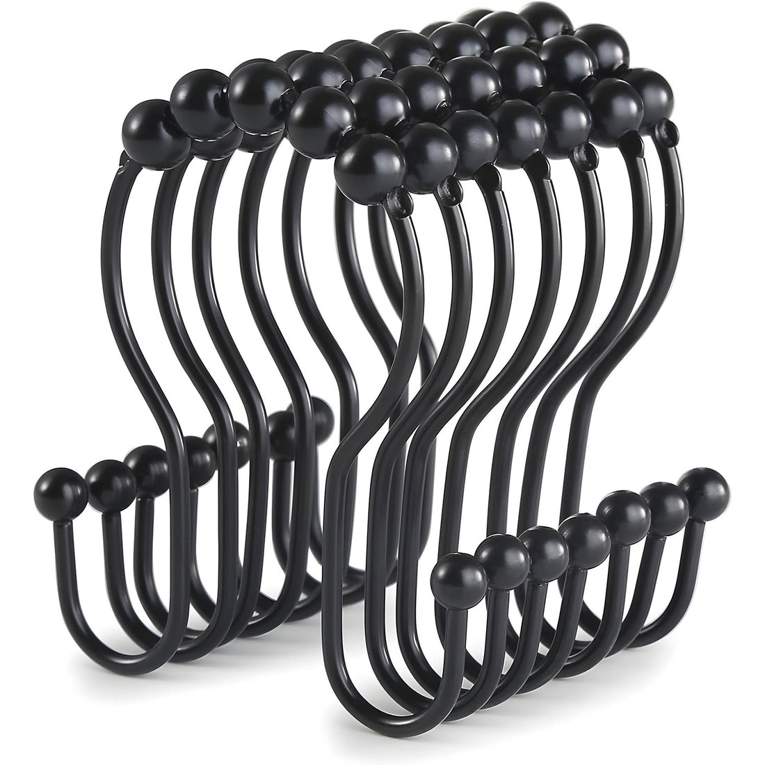 Set 12 Inele Negre pentru Perdea Dus Elindor®, Accesorii Baie, Agatatoare Inox, Anticadere, Rezistente la Coroziune, Decoratiuni Metalice, Ideal pentru Bara si Prindere Usoara