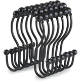 Set 12 Inele Negre pentru Perdea Dus Elindor®, Accesorii Baie, Agatatoare Inox, Anticadere, Rezistente la Coroziune, Decoratiuni Metalice, Ideal pentru Bara si Prindere Usoara