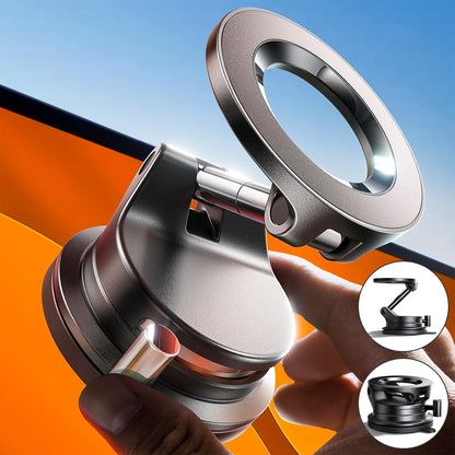 Suport Auto Telefon Elindor® cu Ventuza pentru Parbriz, Bord sau Oglinda, Magsafe, Compatibil 5.4-7.9 inch, pentru Iphone, Ajustabil 360°, Flexibil, Pliabil, Orizontal / Vertical, Accesorii Masina, 4 x 5.8 cm, Negru