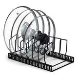 Suport Vase Reglabil Elindor® din Metal, Scurgator Vase si Organizator pentru Farfurii, Capace Oale, Tigai si Tavi, Uscator Vase Compact pentru Dulap, Chiuveta sau Blat, Suport de Vase pentru Bucatarie, Fier Negru, 30x19x13 cm