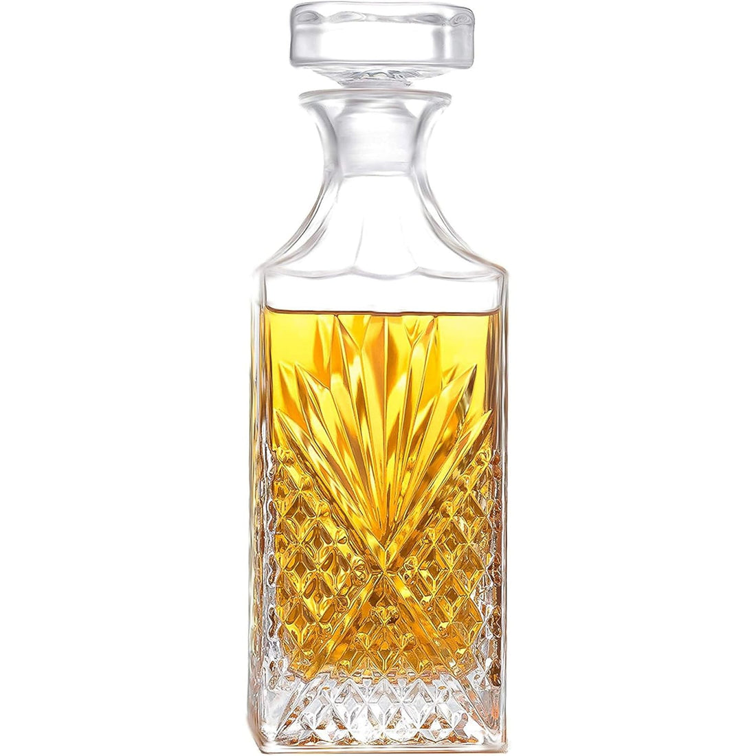 Decantor Elindor® din Sticlă, Dop Pătrat, 798 ml, pentru Whiskey și Vin
