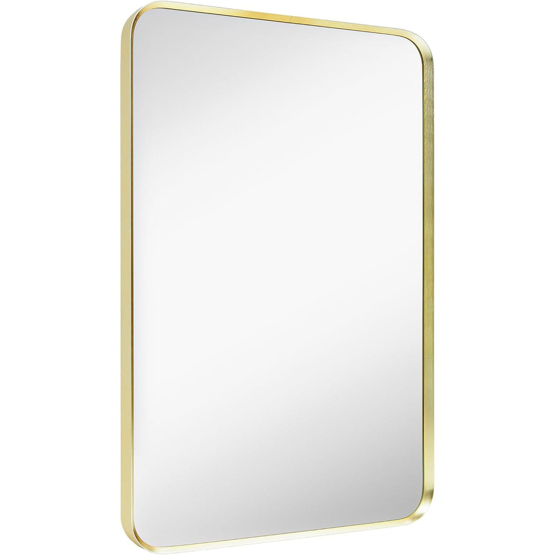 Oglinda Dreptunghiulara Elindor®, Margini Rotunjite, Reflexie HD, Sticla Premium, 75x55 cm, Auriu