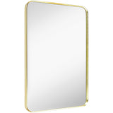 Oglinda Dreptunghiulara Elindor®, Margini Rotunjite, Reflexie HD, Sticla Premium, 75x55 cm, Auriu