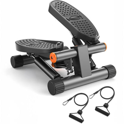Stepper Compact Elindor® cu Benzi Fitness, Rezistență Hidraulică, Negru