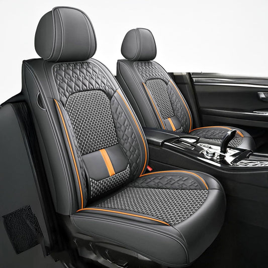 Set 2 Huse Scaune Auto Elindor®, Piele Ecologica/Textil, Protectie Scaun Sofer, Montaj Rapid, Husa Impermeabila, Acoperire Spatar si Sezut, Accesorii Masina Interior, Universale Compatibile cu VW, Dacia, Renault, BMW, Ford, Skoda, Hyundai, Gri