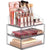 Organizator Machiaj Elindor®, 3 Sertare, Suport Rujuri, Pensule si Produse Cosmetice, Transparent