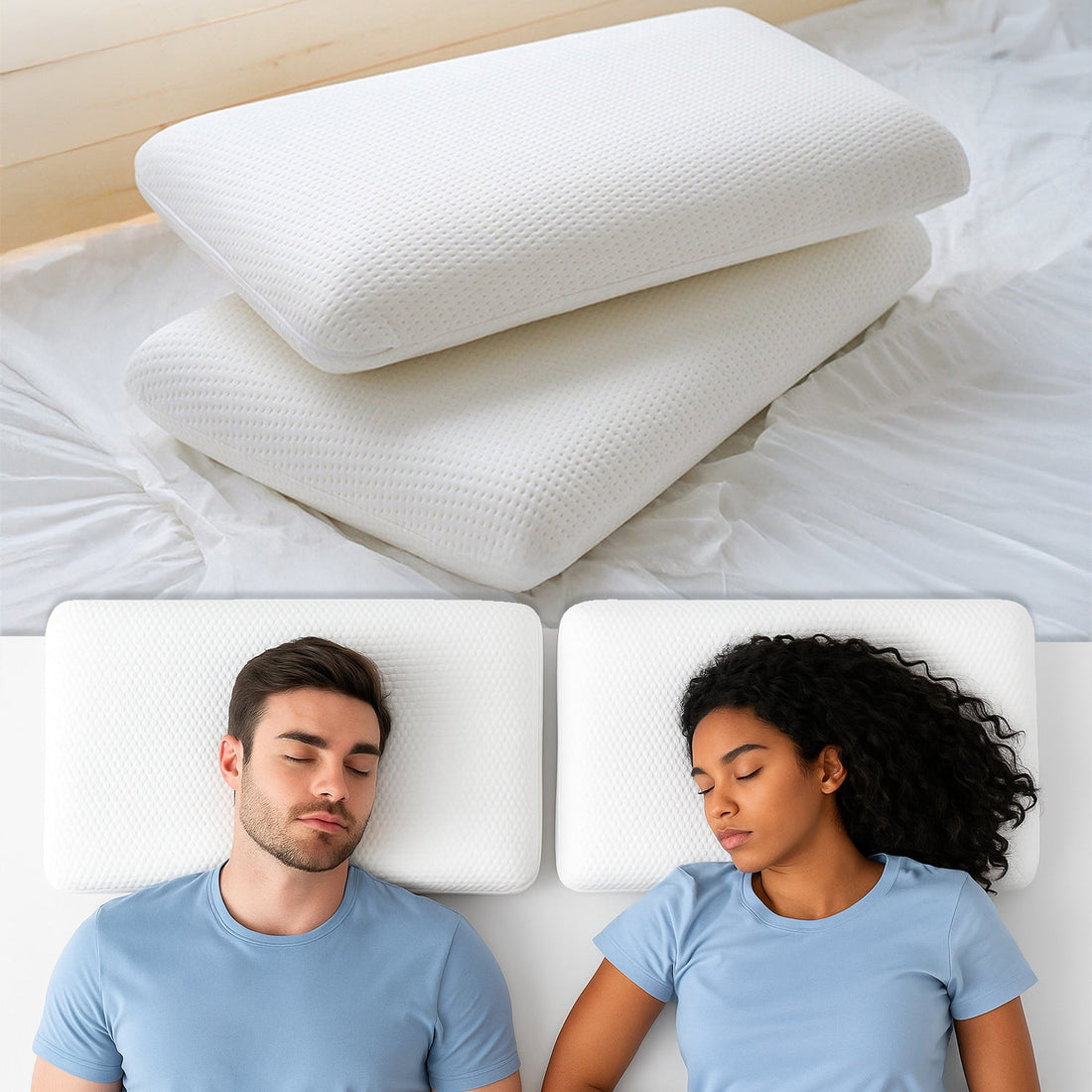 Perna Ortopedica Elindor® Memory Foam Pillow, Suport Cervical Ergonomic, Spuma cu Memorie Anatomica, Husa Detasabila Respirabila, pentru Spondiloza Cervicala, 60x40x7 cm, Alb