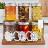 Set 6 Borcane din Sticla Elindor® cu Capac Ermetic, Borcan 240 ml Ideal pentru Miere, Dulceata, Condimente, Cafea, Zahar si pentru Fermentare Muraturi, Capace Metalice, Recipient Depozitare in Bucatarie, Transparent