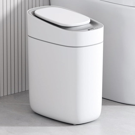 Cos de Gunoi cu Senzor Elindor® cu Capacitate 9.5l, Capac Inteligent Anti-Miros, Deschidere Silentioasa, Design Elegant, Subtire, Ideal pentru Baie, Bucatarie, Birou, Dormitor, Perfect pentru Colectare Deseuri, Rezistent la Apa IPX5 Alb