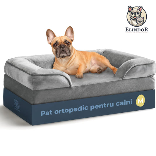 Pat confortabil pentru câini Elindor®, moale, mărimea M, 71x58x15 cm, gri
